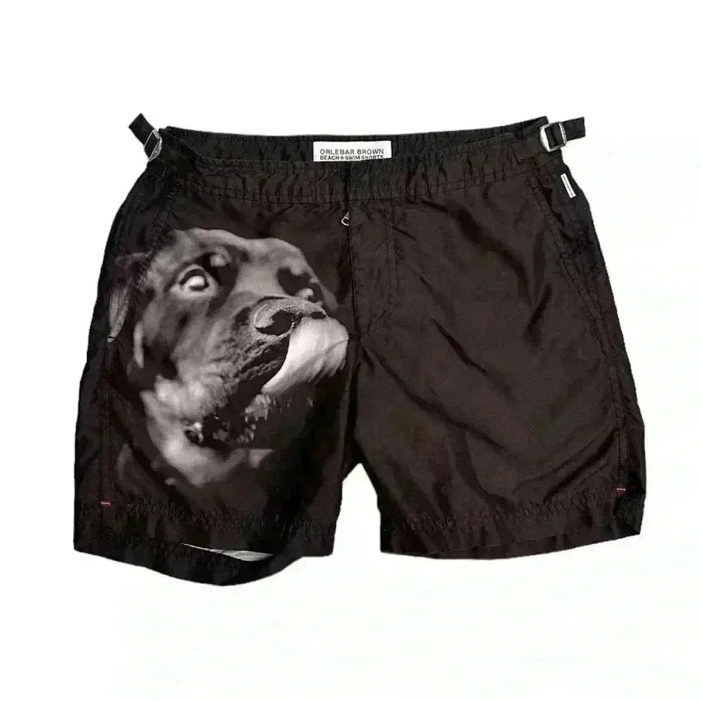 Orlebar Brown Bulldog Beach & Swim  Shorts Size 30 with Rottweiler